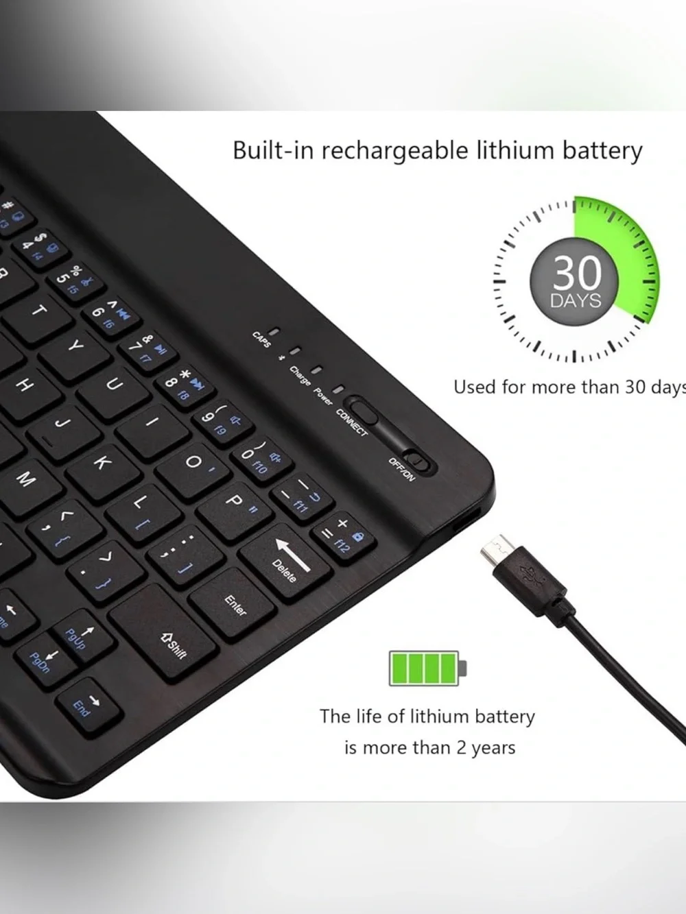 Wireless Bluetooth Tablet Keyboard Case - Black